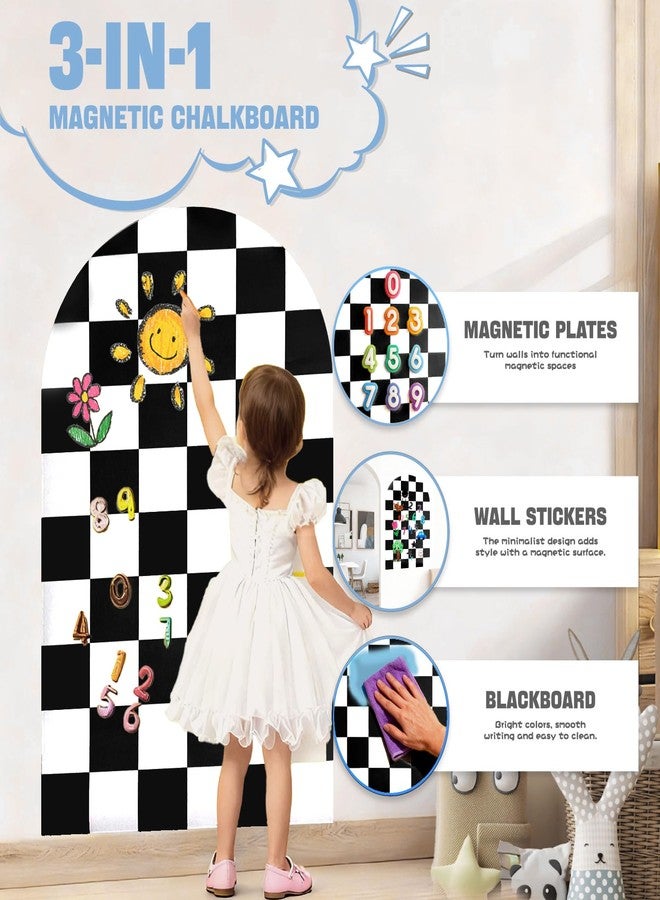 maglala Magnetic Chalkboard Wall Decal 24''x40'' Arch - Removable Reusable Peel and Stick (No Wall Damage) Extra Strong Magnetism - Easy Clean Chalkboard for Home Office Playroom (Black White Checker) - Image 3